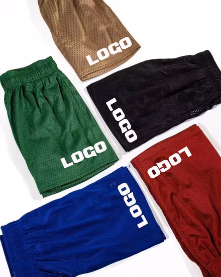Mens Gym Basketball Design Logo with Pockets Drawstring Custom Mesh Shorts