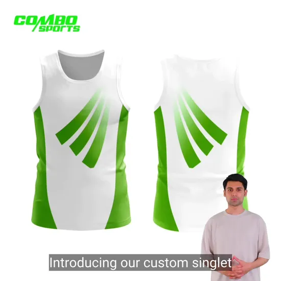 Canottiere completamente sublimate in poliestere al 100% per canottiere sportive da uomo, canottiere da palestra