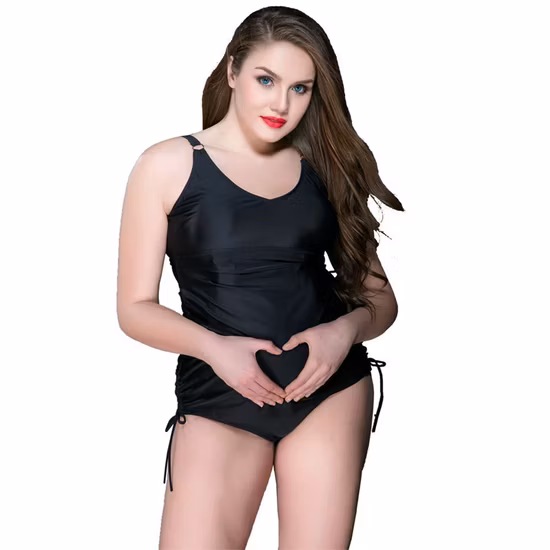 Costume da bagno premaman Estate Gravidanza Bikini Costume intero da donna Solido nero/fucsia Costume da bagno incinta Taglie grandi